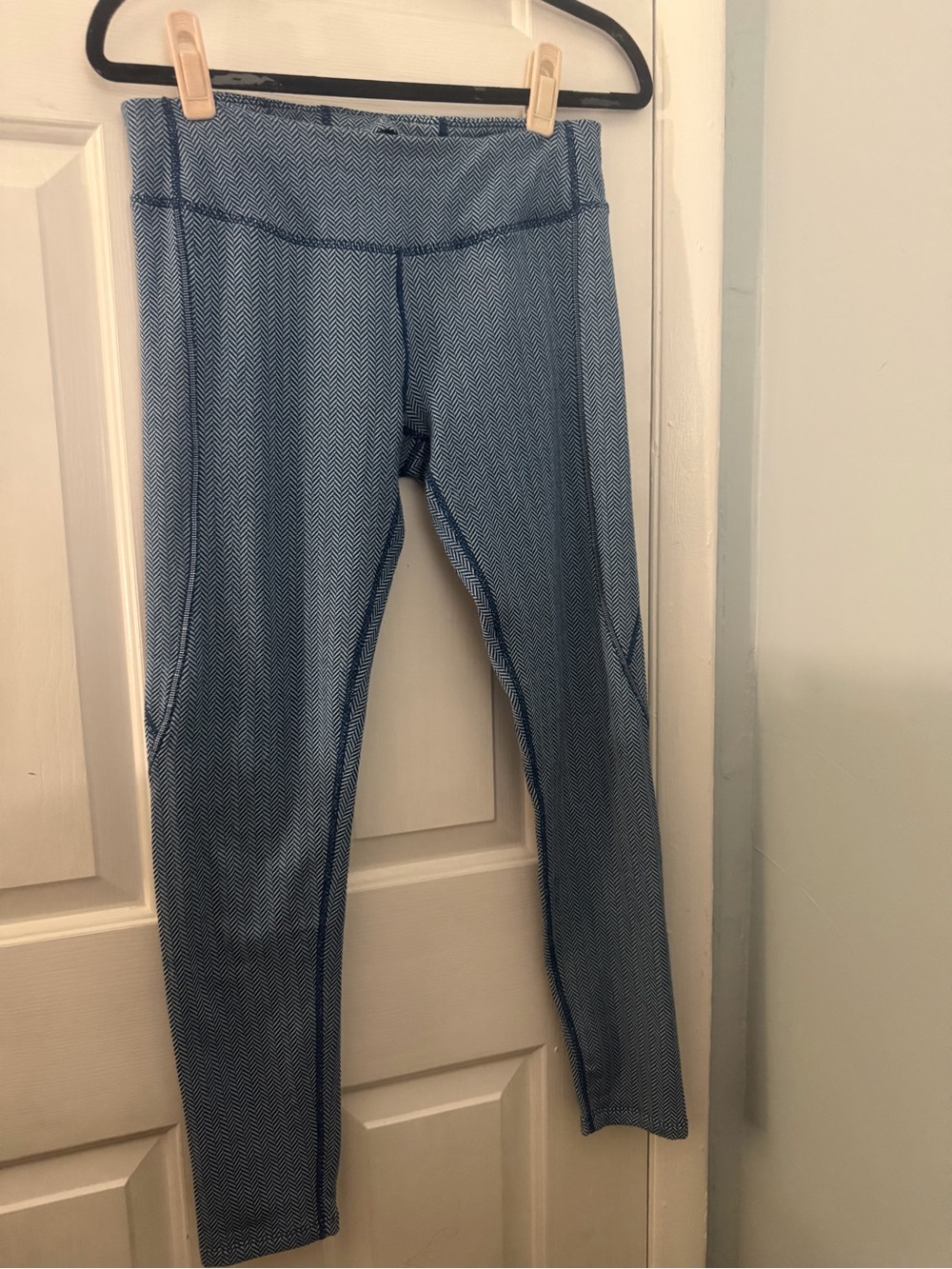 Title Nine MPG Blue Herringbone Athletic Leggings Pants M